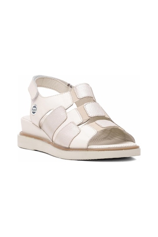 Mammamia D25ys-5040 Kadın Hakiki Deri Düz Sandalet Krem Krem