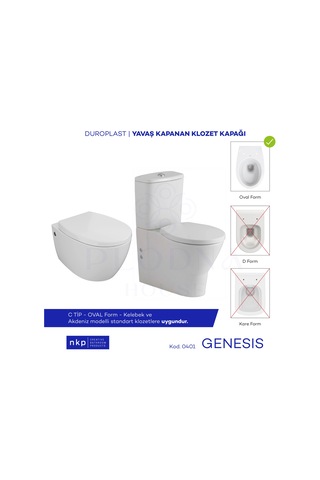 Genesis C Tip Oval Form Duroplast Yavaş Kapanan Klozet Kapağı