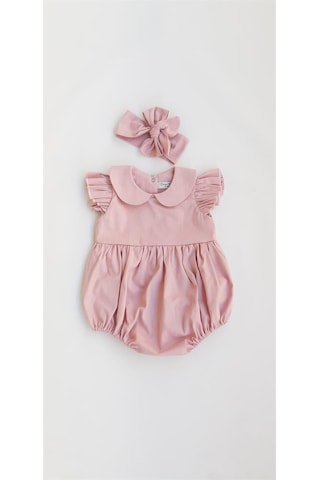Kız Bebek Pembe Bebe Yaka Fırfırlı Kol Detayı Şort Tulum-Bebe Pembesi Pembe Kız Bebek Pembe Bebe Yaka Fırfırlı Kol Detayı Şort Tulum-Bebe Pembesi Pembe