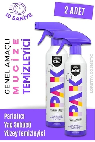 Selsil Pak 500 Ml X2 Mucize Köpük Temizleyici Sprey,yüzey Temizleyici