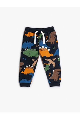 Koton Dinozorlu Jogger Eşofman Altı Beli Bağlamalı Şardonlu Pamuklu Lacivert Desenli 4wmb40106tk 4WMB40106TK7D0 Lacivert