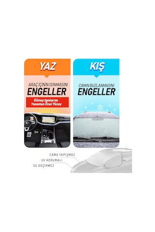 Buzlanma Ve Güneşten Koruyan Oto Ön Ve Yan Cam Koruma Brandası