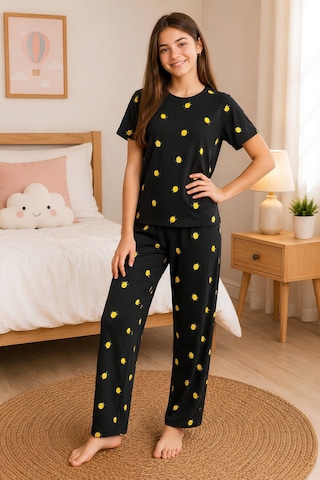 Modanino Kız Çocuk Milan Kumaş Pijama Takımı 8-16 Yaş 12700hc Siyah