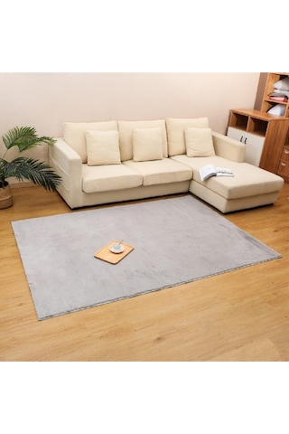 Yumuşak Puffy Peluş Halı Beyaz gri