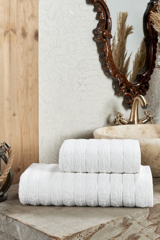 Veramoni Fluffy 4'lü Banyo Havlu Seti - İndigo-krem