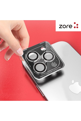 Apple iPhone Uyumlu 14 Pro Max Safir Parmak İzi Bırakmayan Cl-12 Premium Kamera Lens Koruyucu Anti-reflective Siyah
