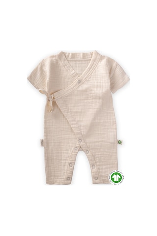 Cigit Organic Kruvaze Müslin Tulum 0-9 Ay Naturel Beyaz