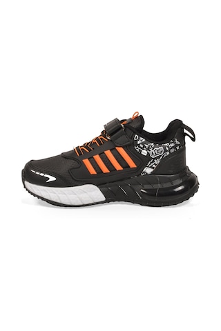 Lafonten Cırt Bantlı Kalın Tabanlı Siyah-oranj Erkek Çocuk Yürüyüş Ve Spor Ayakkabı Sneaker 748 Cilt Siyah - Turuncu