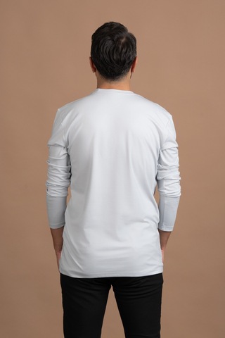 Regular Fit Bisiklet Yaka Rayon Kumaş Full Likralı Uzun Kol Sweatshirt Gri