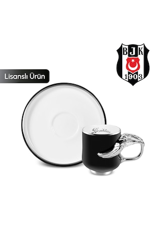 Karaca X Taraftar Beşiktaş Lisanslı 2 Kişilik Kahve Fincan Takımı 90 Ml Siyah