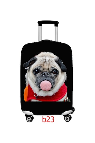 Smart Travel Valiz Koruyucu Kılıfı Orta Boy Köpek Desenli Çok Renkli