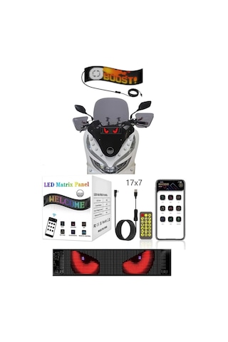 Motosiklet Uyumlu Led Matrx Panel 17x7 Cm Rg-b Ekran Kumandalı App Kontrollü Çok Renkli