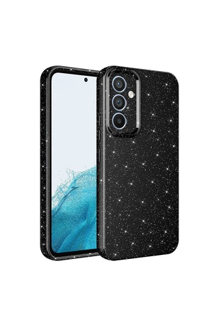 Galaxy A05s Kılıf Kamera Korumalı Simli Lüks Zore Koton Kapak Siyah