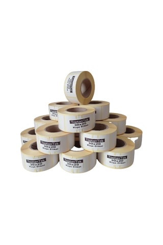 30X20 KUŞE ETİKET TOPLAM 16 RULO 16.000 ADET (TAM METRAJ) FATURAL