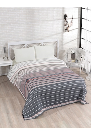 100% Pamuklu Krem Lastikli Çarşaflı Pike Takımı 200x230 Lacivert