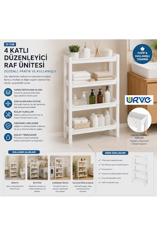 Urve Ur-3590 Rafty 4 Katlı Sepet Organizer Raf Ünitesi 465x145x690 Mm Diğer