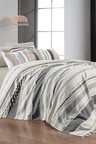 Sarev Reyna Siyah Çift Kişilik %100 Pamuk Yatak Örtüsü Siyah