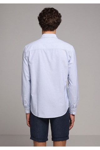 Colin's Colins Regular Fit Shirt Neck Çizgili Erkek Mavi Uzun Kol Gömlek Cl1079703 Q1.v2 Ble Mavi