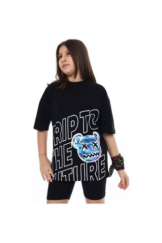 Ekkokids Çocuk Trip Baskılı Tshirt-14548 Siyah