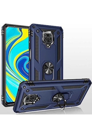 Xiaomi Redmi Note 9s Kılıf Sert Silikon Yüzüklü Stand Özellikli Kapak
