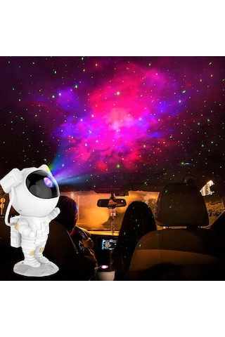 Astronot Projektör Gece Lambası Yıldız Galaxy Efekti Beyaz