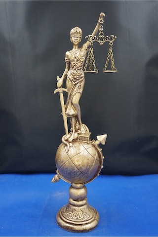 Themis Adalet Terazisi Heykeli 35 Cm Dekoratif Ev & Ofis Biblosu Altın