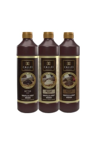 Callei 3'lü Waffle Sos Avantaj Paketi Bitter Çikolata Beyaz Çikolata Sütlü Çikolata Callei 3'lü Waffle Sos Avantaj Paketi Bitter Çikolata Beyaz Çikolata Sütlü Çikolata