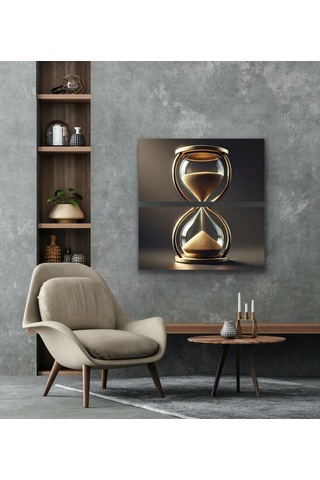 2li Kum Saati Kanvas Tablo 60x120cm X2 Çok Renkli