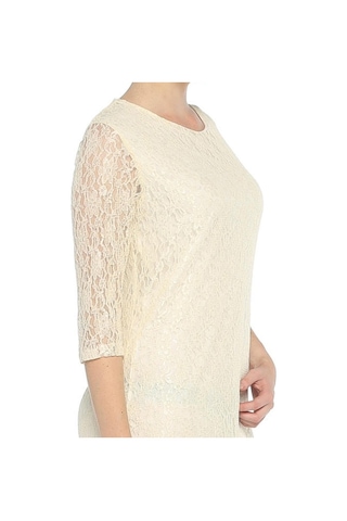 Nidya Moda Büyük Beden Dantel Elbise-4036E Ekru