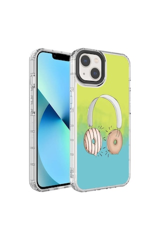 Apple Uyumlu iPhone 14 Kamera Korumalı Renkli Desenli Sert Silikon Zore Korn Kapak