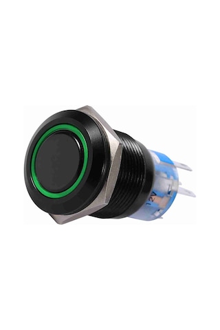 Konesam 19mm Siyah Metal Otomatik Kilitleme Düğme Anahtarı, 12v-24v Ip65 Su Geçirmez, Beyaz Led Halka Işığı, Dayanıklı Zink Alaşımlı