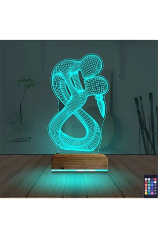 Luvivia Minimalist Aşk Sevgili 3d Lamba - Masa Gece Lambası Şeffaf