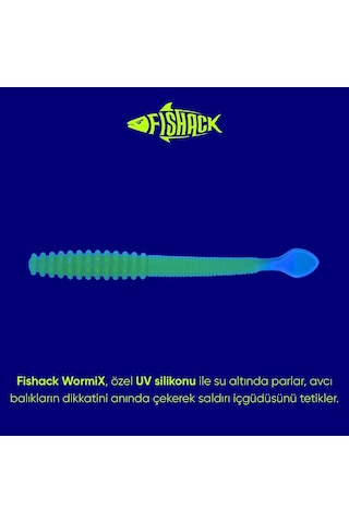 Silikon Kurt Yem - 2,2g 87mm - Fishack Wormix - Fluo Green