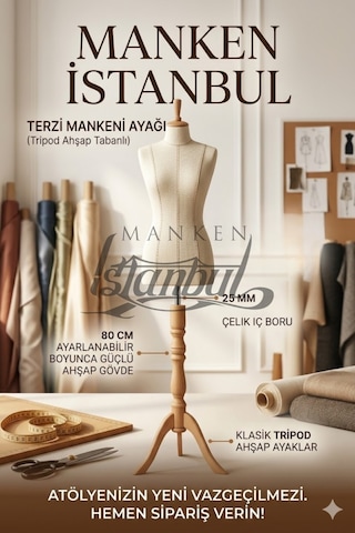 Ahşap Dekoratif Terzi Mankeni Ayağı
