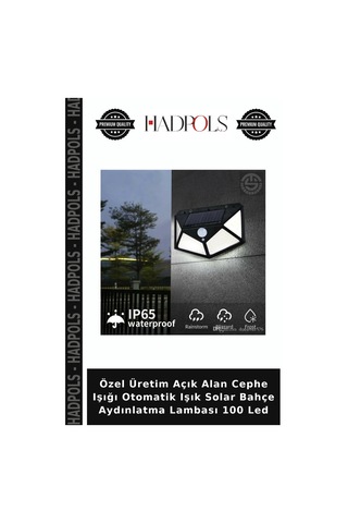 Özel Üretim Açık Alan Cephe Işığı Otomatik Işık Solar Bahçe Aydınlatma Lambası 100 Led