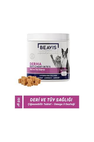Derma Deri Ve Tüy Sağlığı İçin Omega 3 Destekli Kedi Köpek Çiğneme Tableti 105 Gr