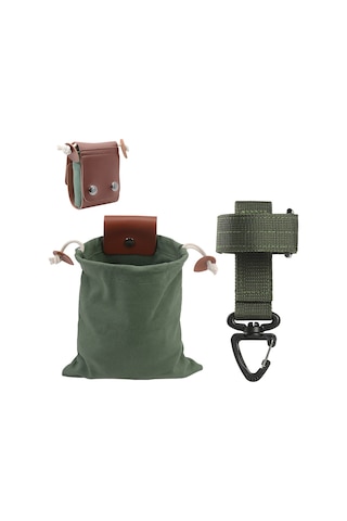 Konesam Orman Toplama Çantası Asker Yeşili, Bel Bağlı, 22x22cm Pu-oksford, Çekmeceli, Çinko Kanca İle, Yaban Meyvesi Ve Alet Taşıma Yeşil