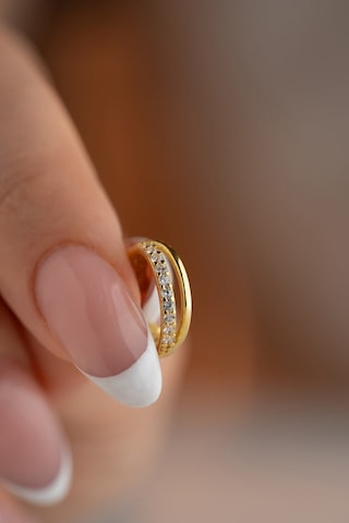 925 Ayar Gümüş Gold Kaplama Zirkon Taşlı Çapraz Model Kıkırdak Küpe Altın