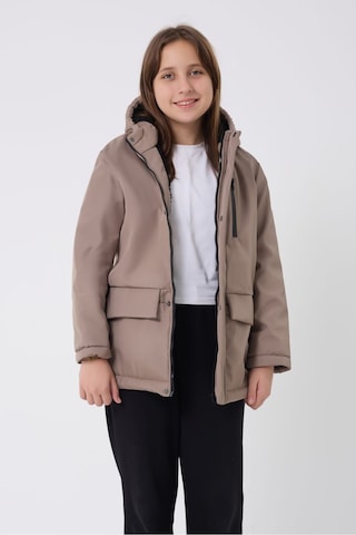 Kız Çocuk Vizon İçi Kürklü Su Ve Rüzgar Geçirmez Kapüşonlu 3 Cep Kışlık Mont & Kaban & Parka Vizon