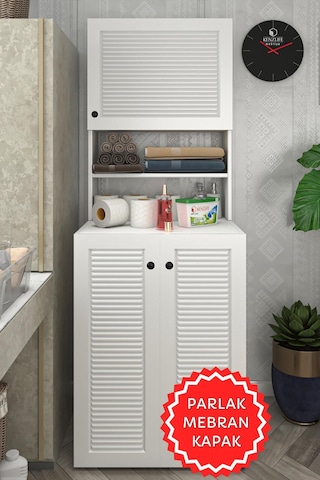 Kenzlife Membran Çamaşır Makinesi Dolabı Kasparov Byzbyz Panjur 180 066 55-20 Mebran Kapak Suntalam Gövde Banyo Kapaklı Arkalıksız Beyaz