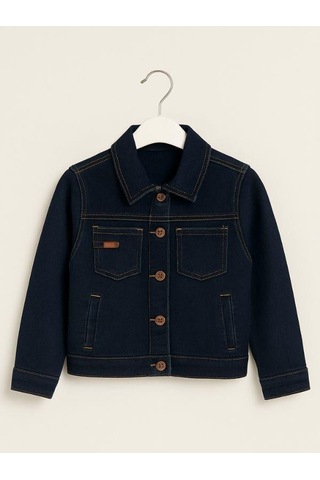 Çift Cep Detaylı Lycralı Lacivert Kot Ceket-16065 Lacivert