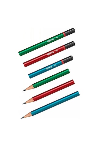 Rotring Kurşun Kalem 12 Li Kırmızı Kalem 3 Adet Siyah Silgi 2 Adet Kalemtraş 2 Adet Hb Mercanlı Siyah Kurşun Kalem Okul Çok Renkli