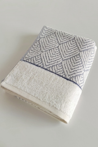 Geometrik Desenli Zemini Renkli Bambu El Havlusu - 50x90 Cm - İndigo Indigo