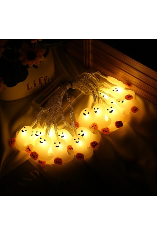 Hfambition Halloween Dekorasyon Işık Zinciri: Beyaz Hayalet Figürlü 1.5m 10 Led'li 2'li Paket - Ev, Pencere, Duvar İçin Tatil Stili Işıklandırma