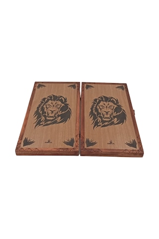 Simya Figür Aslan Baş Tavla Ceviz Kaplama