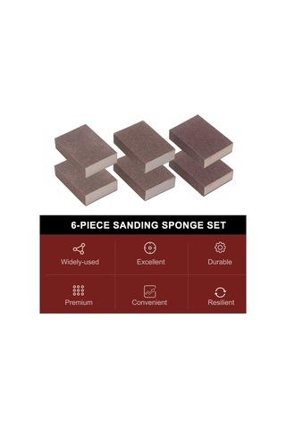 Xindoker "6'lı Zımpara Sünger Seti - 60/120/240 Kum - Ahşap & Metal Parlatma İçin"