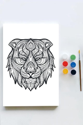 Pster21648 Aslan Mandala Tuval Kanvas Tablo Boyama Hobi Seti 50x70cm