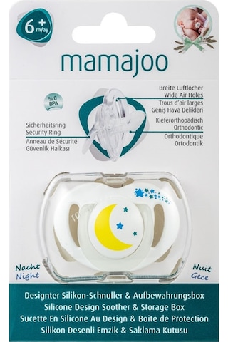 Mamajoo Tekli Desenli Emzik & Renkli Saklama Kutusu 6 ay+/ Gece Mavi