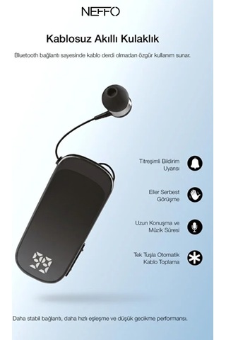 Makaralı Kulaklık Bluetooth 6.0 20 Saat Konuşma Dijital Ekran Titreşimli Hızlı Şarjlı
