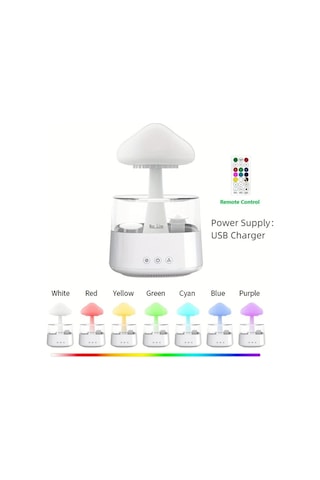 Motion003 7 Renk Degisen Led Gece Isikli Uzaktan Kumanda Beyaz Gurlutu Yagmur Nemlendirici Aromaterapi Makinesi